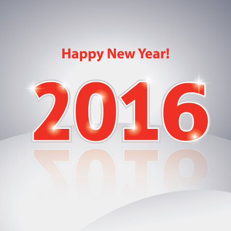 Flat red numbers with reflection on an abstract background. Happy New Year. Vector illustration.のイラスト素材