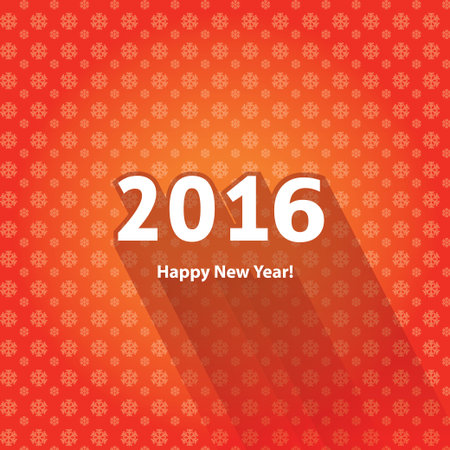 Red numbers flat shadow on red background seamless pattern with white snowflakes. Happy New Year. Vector illustration.のイラスト素材