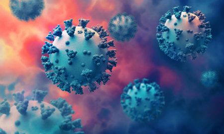 Stylized colorful medical  of the COVID-19 infection.の写真素材
