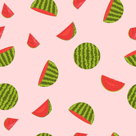 Seamless watermelon pattern on a light backdrop