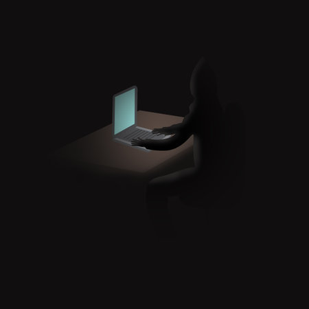 criminal steals information in a dark roomの写真素材