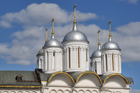 Silver Helmet Domes of the Church of Twelve Apostles in Moscow Kremlin, Russia