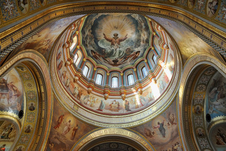 MOSCOW, RUSSIA - June 28, 2018Interior decoration of Cathedral of Christ the Savior with a...