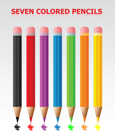 Seven Colored Pencilsのイラスト素材