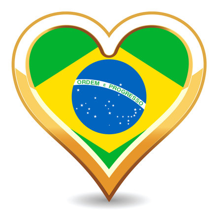 Heart Brazil Flagのイラスト素材