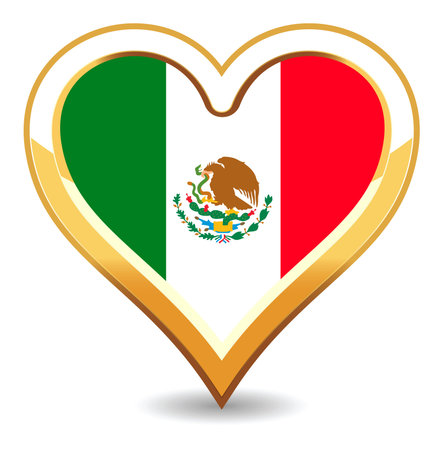 Heart Mexico Flagのイラスト素材