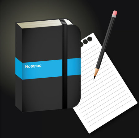Notepad, paper, pencilのイラスト素材