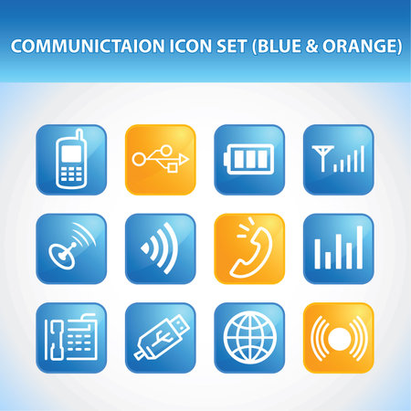 Communication Icon Set (Blue & Orange)のイラスト素材