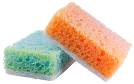 Two China sponges on a white backgroundの写真素材