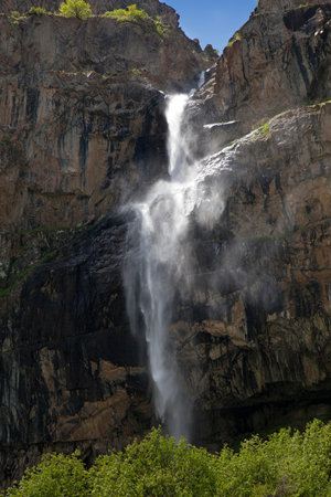 Waterfall Gorge Belagorka. Kyrgyzstan.の写真素材