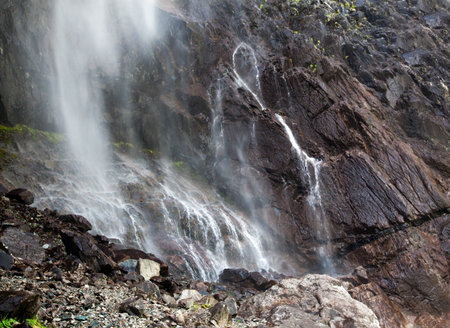 Waterfall Gorge Belagorka. Kyrgyzstan.の写真素材