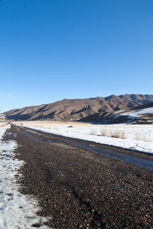 Landscape of mountains, roadsの写真素材