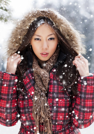 Snow Beauty. Portrait of a Girlの写真素材