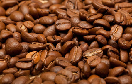 Roasted coffee beans backgroundの写真素材
