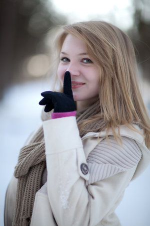Portrait of a beautiful girl in the winter. Winter girl.の写真素材