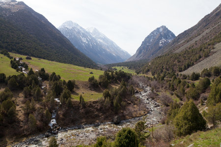 Mountain landscape. Ala-Archa, Kyrgyzstanの写真素材