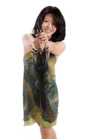Girl with swordの写真素材