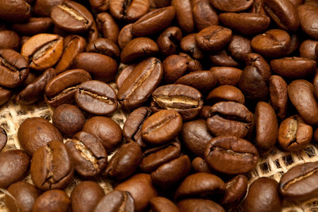 Roasted coffee beans backgroundの写真素材