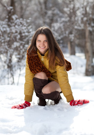 Portrait of a beautiful girl in the winter. Winter girl.の写真素材