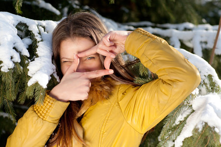Portrait of a beautiful girl in the winter. Winter girl.の写真素材