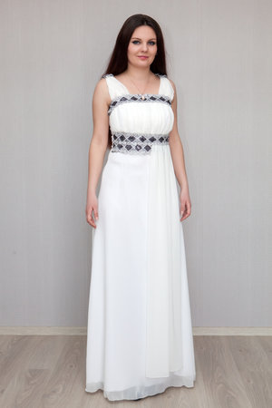 Portrait of a girl in evening dressの写真素材