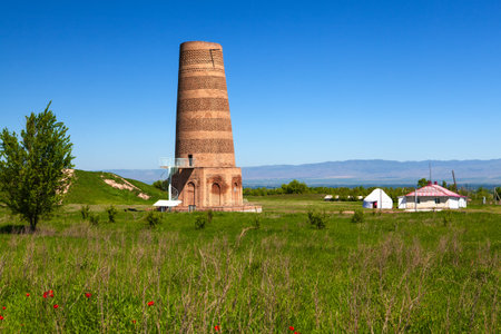 Burana landscape. Kyrgyzstan towerの写真素材