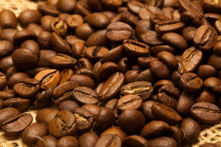 Roasted coffee beans backgroundの写真素材