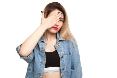 Portrait of a girl. Eyesight checkの写真素材
