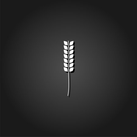 Wheat icon flat. Simple White pictogram on black background with shadow. Vector illustration symbolのイラスト素材