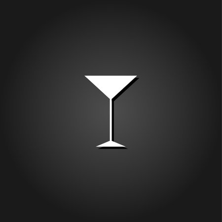 Martini glass icon flat. Simple White pictogram on black background with shadow. Vector illustration symbolのイラスト素材
