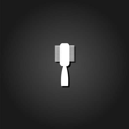 Fashion comb icon flat. Simple White pictogram on black background with shadow. Vector illustration symbolのイラスト素材