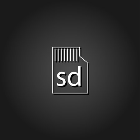 Micro sd card icon flat. Simple White pictogram on black background with shadow. Vector illustration symbolのイラスト素材