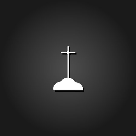 Grave icon flat. Simple White pictogram on black background with shadow. Vector illustration symbolのイラスト素材