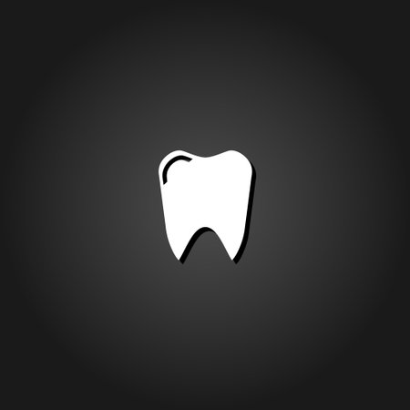 Teeth icon flat. Simple White pictogram on black background with shadow. Vector illustration symbolの写真素材