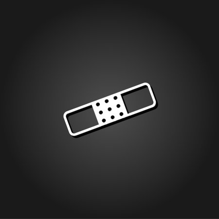 Plaster icon flat. Simple White pictogram on black background with shadow. Vector illustration symbolのイラスト素材