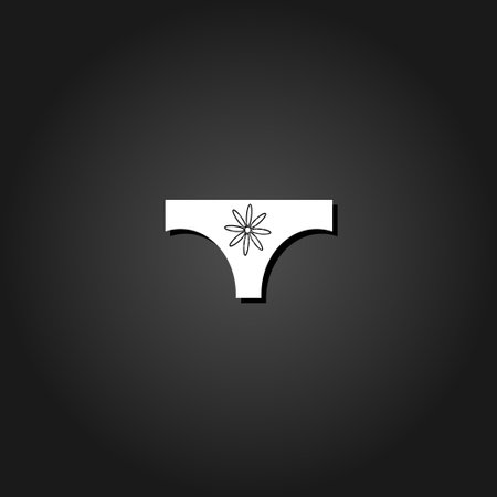 Women panties icon flat. Simple White pictogram on black background with shadow. Vector illustration symbolのイラスト素材