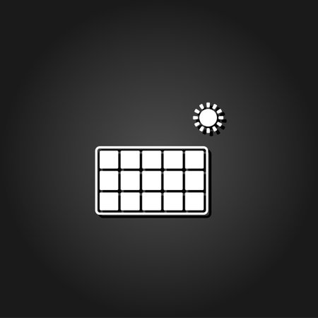 Solar energy panel icon flat. Simple White pictogram on black background with shadow. Vector illustration symbolのイラスト素材