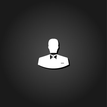 User Person icon flat. Simple White pictogram on black background with shadow. Vector illustration symbolのイラスト素材