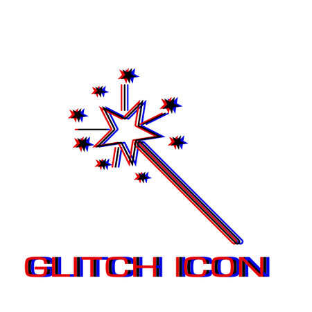 Magic wand icon flat. Simple pictogram - Glitch effect. Vector illustration symbolのイラスト素材