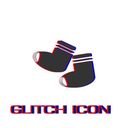 Socks icon flat. Simple pictogram - Glitch effect. Vector illustration symbolのイラスト素材