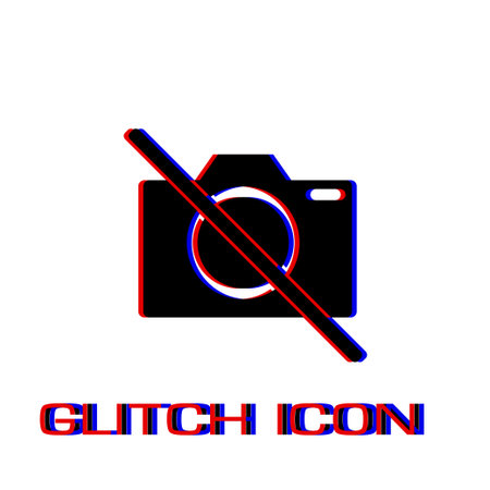 No photo camera icon flat. Simple pictogram - Glitch effect. Vector illustration symbolのイラスト素材