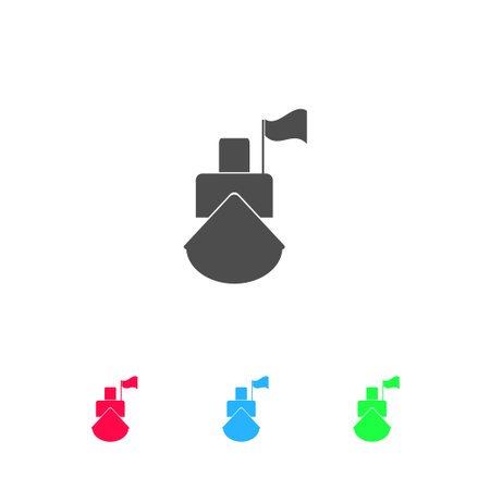 Ship icon flat. Color pictogram on white background. Vector illustration symbol and bonus iconsのイラスト素材