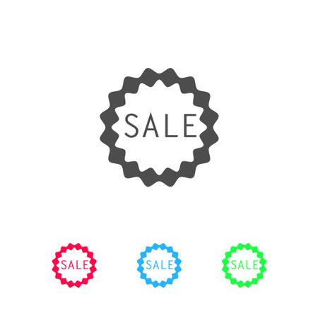 Sale badge or sticker icon flat. Color pictogram on white background. Vector illustration symbol and bonus iconsのイラスト素材