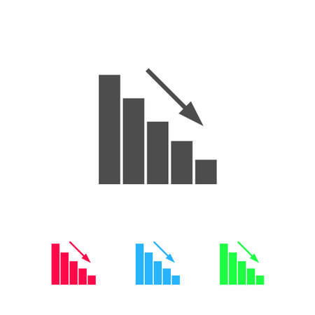 Graph down icon flat. Color pictogram on white background. Vector illustration symbol and bonus iconsのイラスト素材