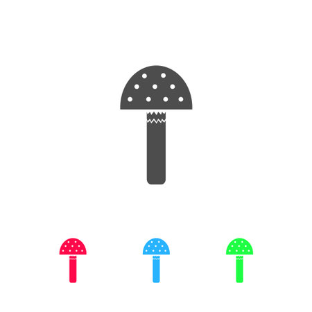 Amanita icon flat. Color pictogram on white background. Vector illustration symbol and bonus iconsのイラスト素材