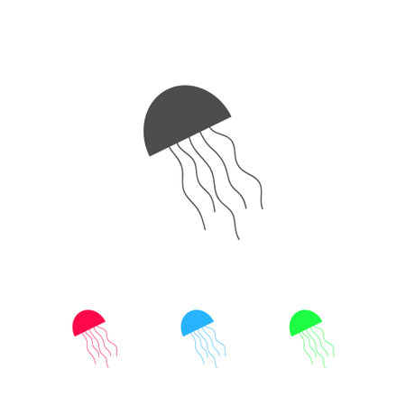 Jellyfish icon flat. Color pictogram on white background. Vector illustration symbol and bonus iconsのイラスト素材