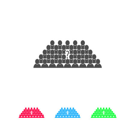 People question mark, business leader in team icon flat. Color pictogram on white background. Vector illustration symbol and bonus iconsのイラスト素材
