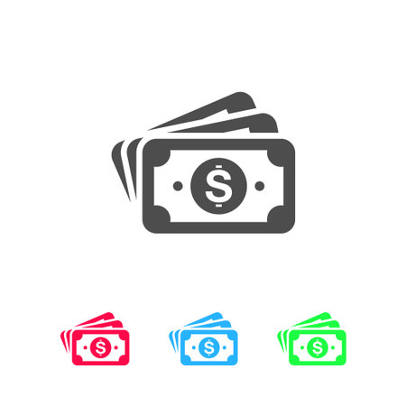 Money cash icon flat. Color pictogram on white background. Vector illustration symbol and bonus iconsのイラスト素材