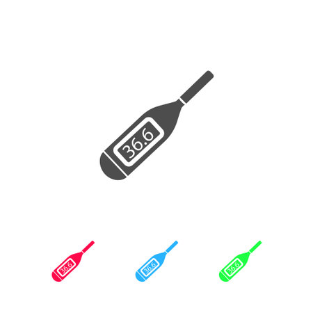 Medical thermometer icon flat. Color pictogram on white background. Vector illustration symbol and bonus iconsのイラスト素材