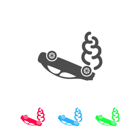Crash car icon flat. Color pictogram on white background. Vector illustration symbol and bonus iconsのイラスト素材